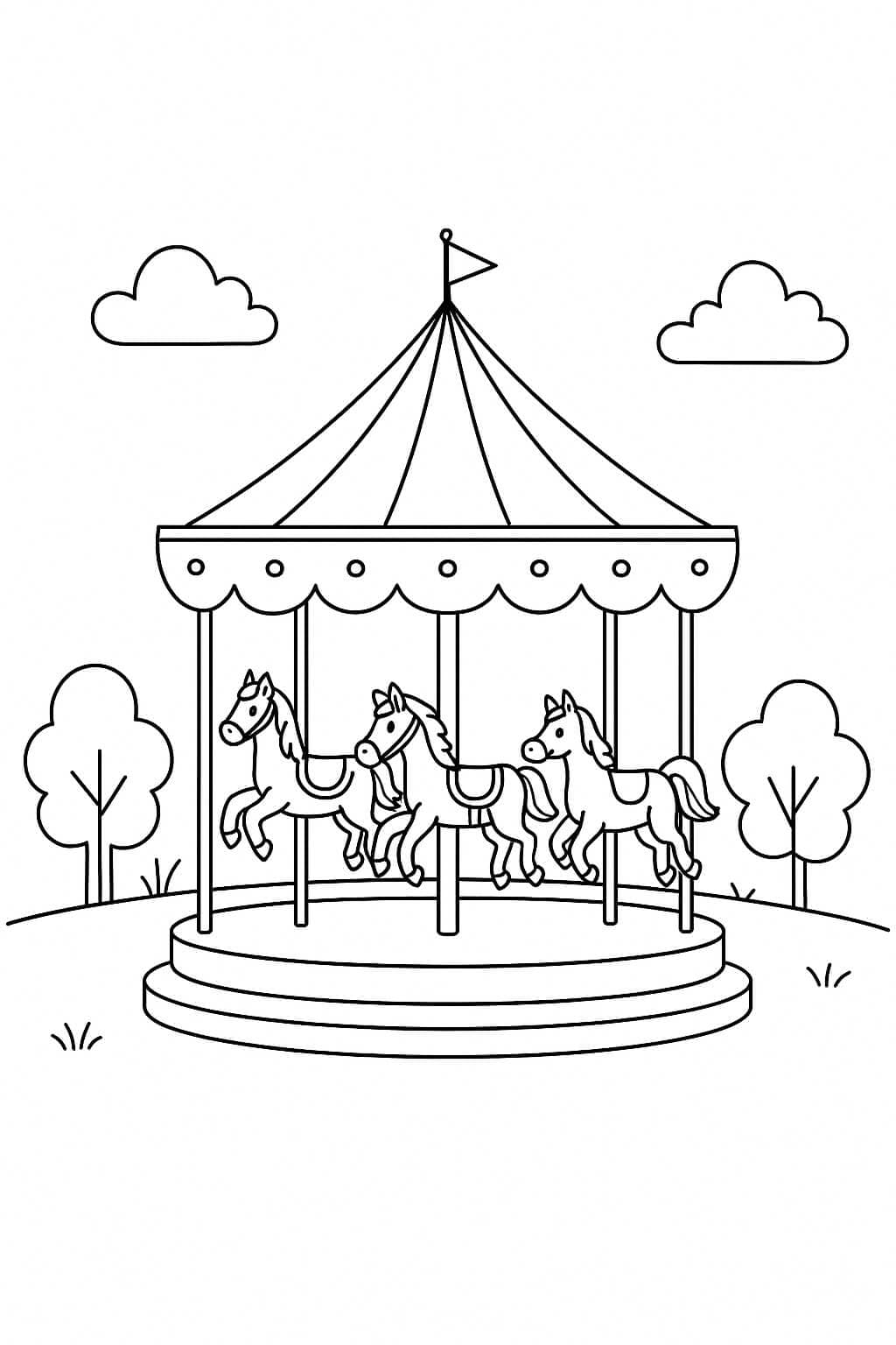 Park-Karussell Ausmalbild