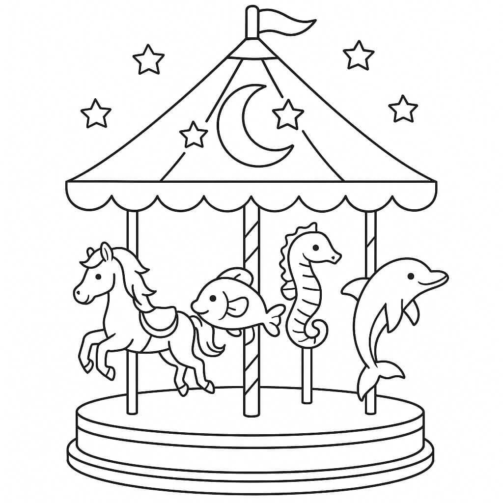 Zirkus-Karussell Ausmalbild