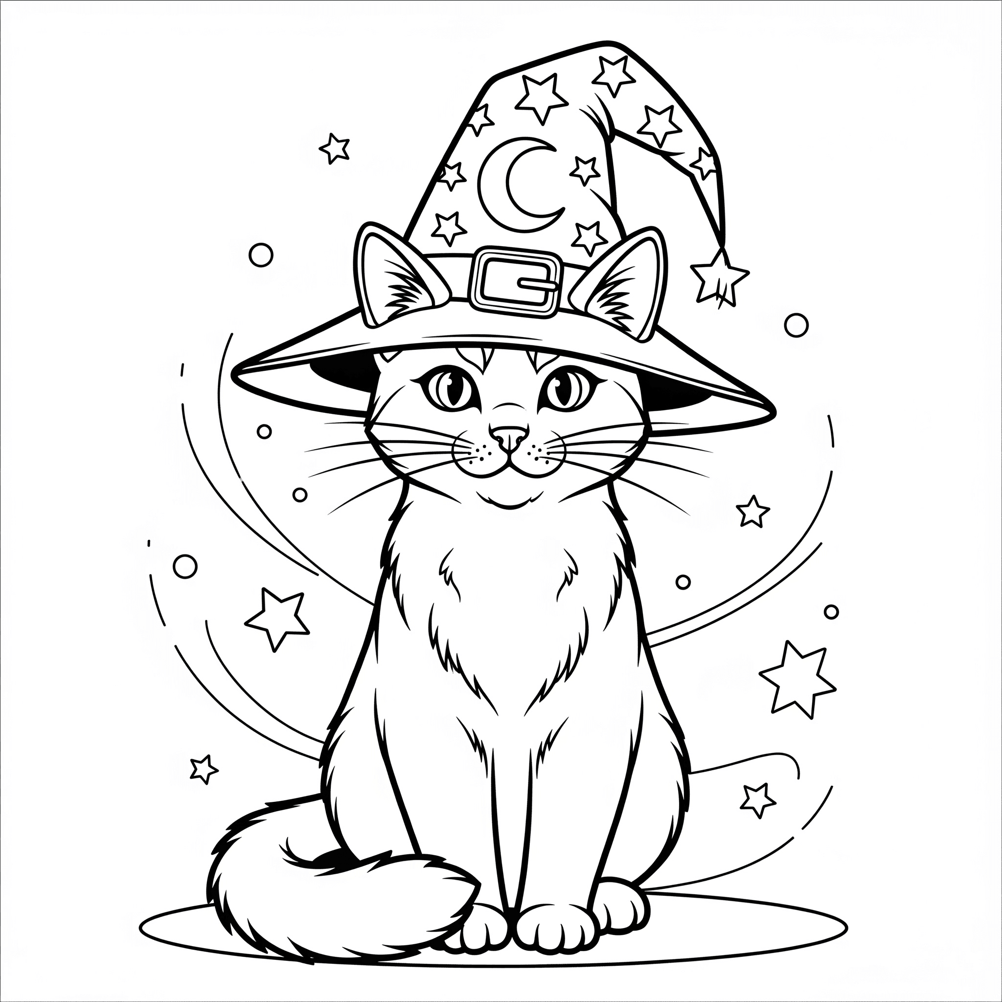 Katze mit Hut zum Ausmalen