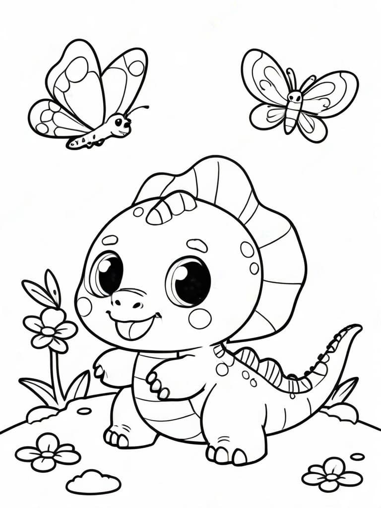 Dinosaurier Kawaii Ausmalbild