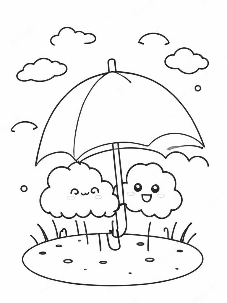 Glückliche Wolken Ausmalbild