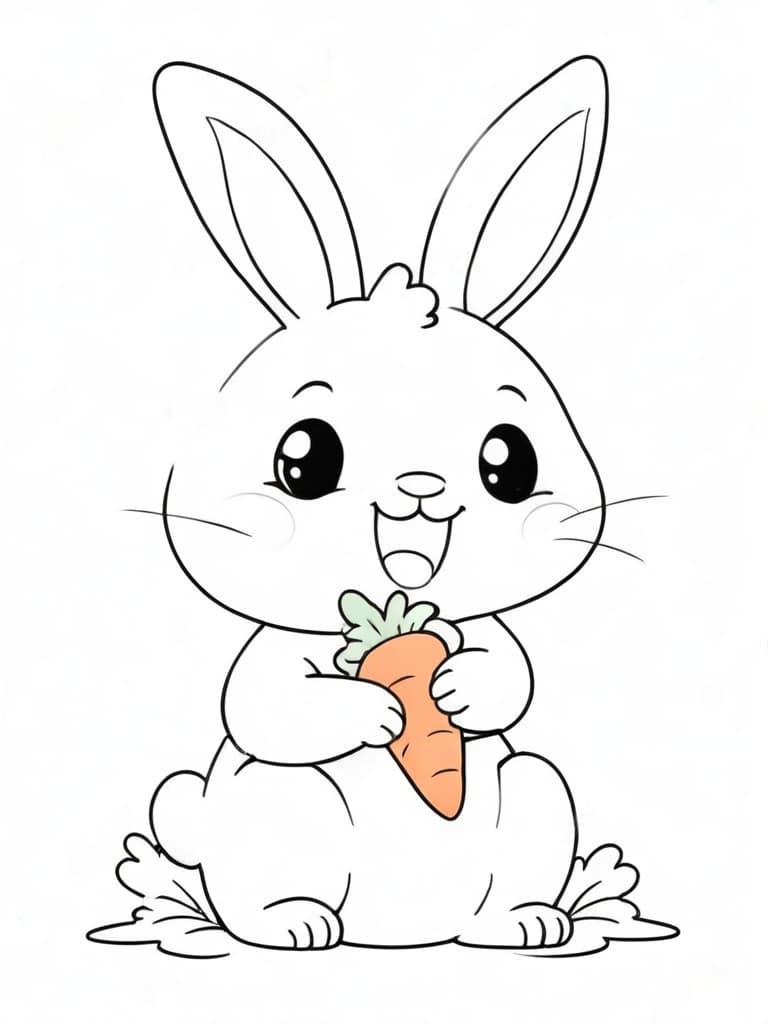 Hase frisst Karotte Ausmalbild