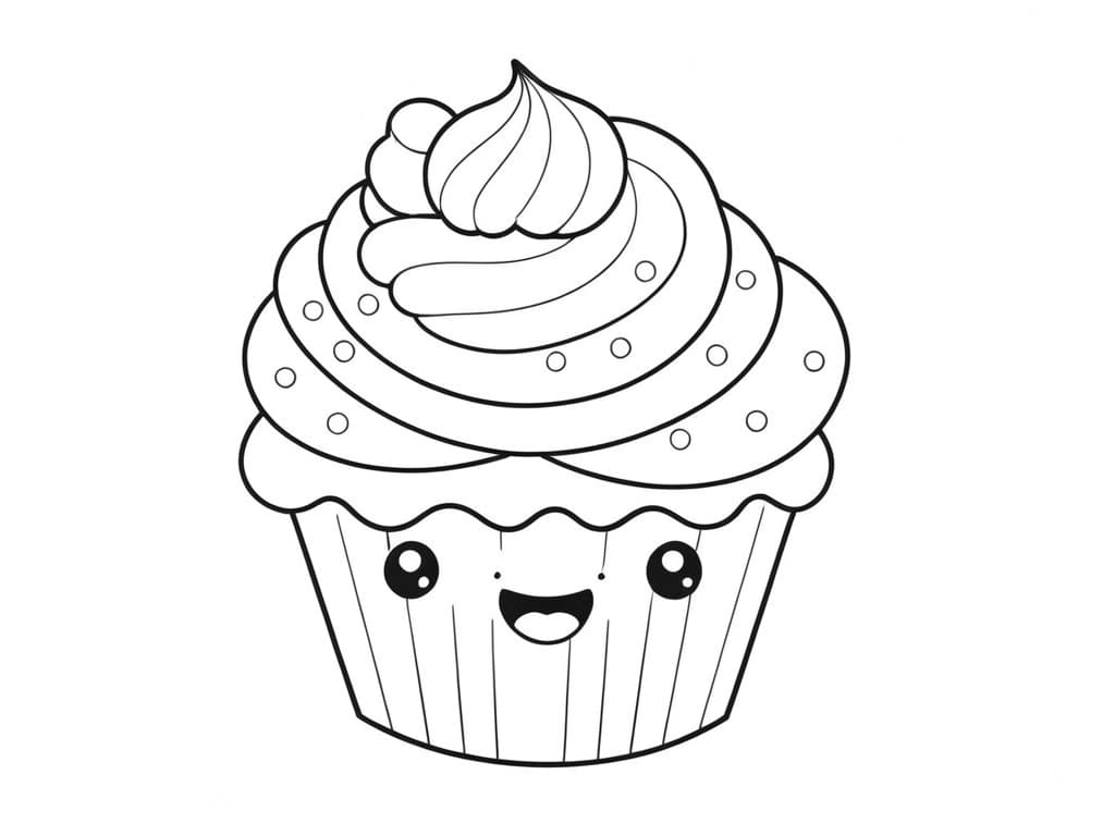 Kawaii Cupcake Ausmalbild