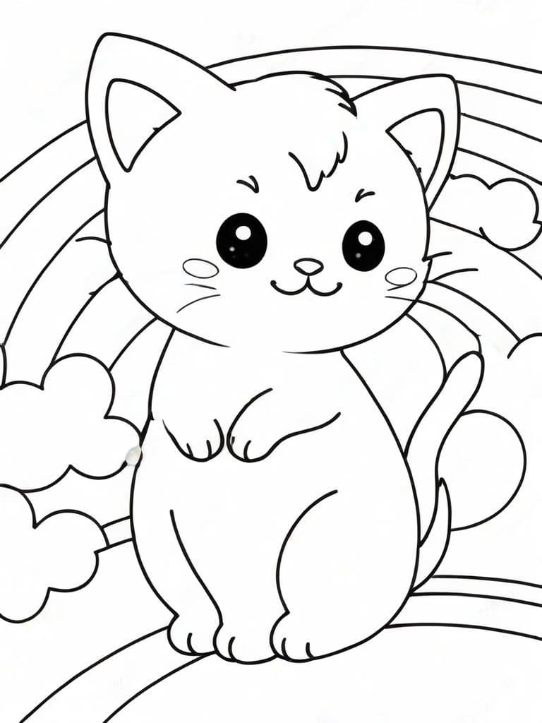 Regenbogen-Katze Ausmalbild