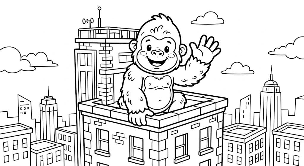 King Kong für Kinder Ausmalbild