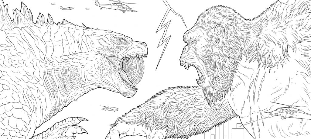 King Kong vs Godzilla Ausmalbild
