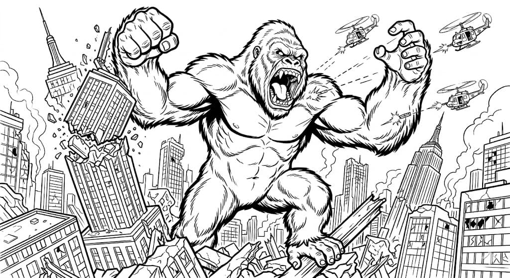 Wütender King Kong Ausmalbild