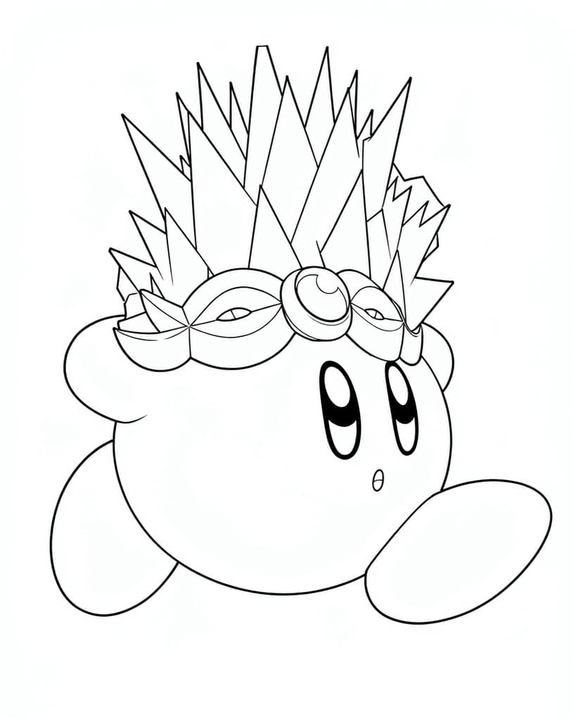 Kirby mit einem Kopfschmuck aus spitzen Blitzen