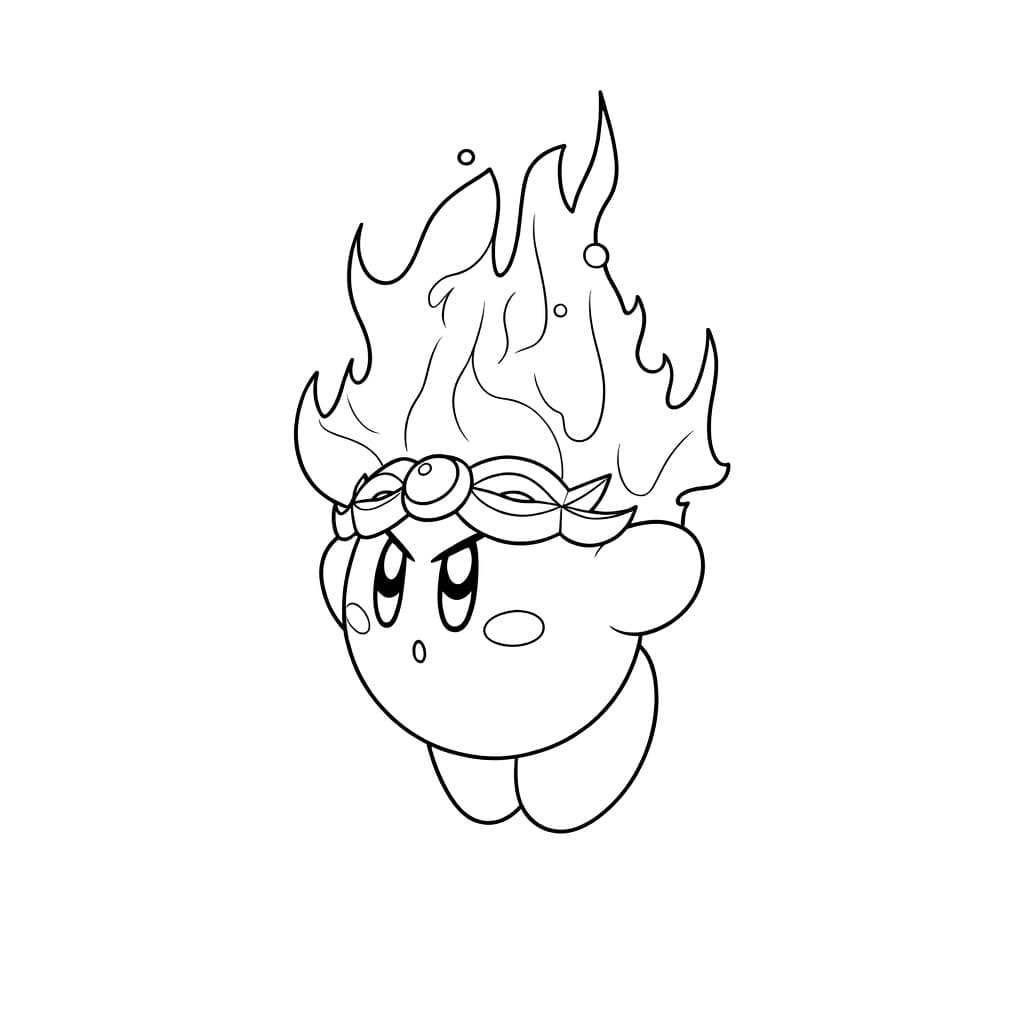 Kirby mit einer hohen Flammenkrone