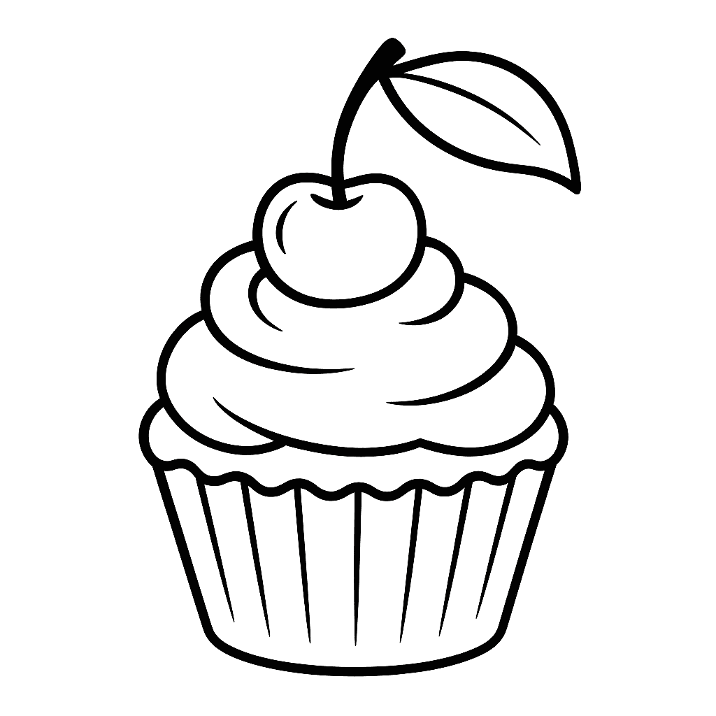 Kirsch-Cupcake Ausmalbild
