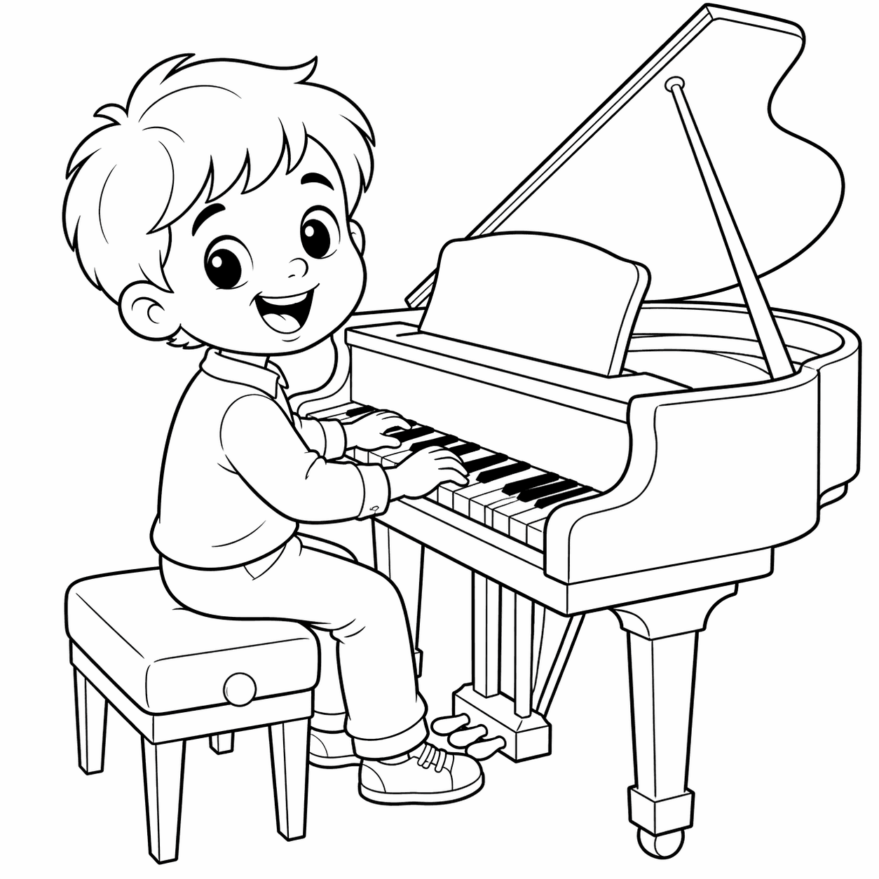 Junge spielt Klavier Ausmalbild