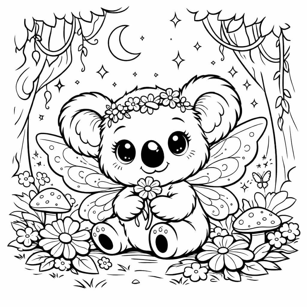 Koala als Fee Ausmalbild
