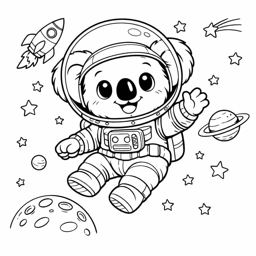 Koala Astronaut Ausmalbild