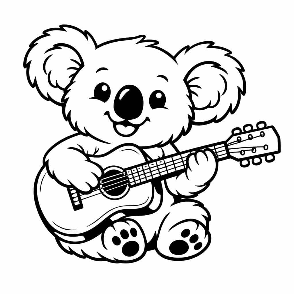 Koala Gitarrist Ausmalbild