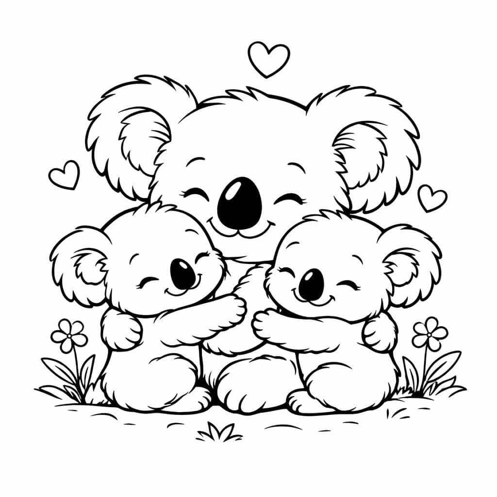 Koalafamilie Ausmalbild