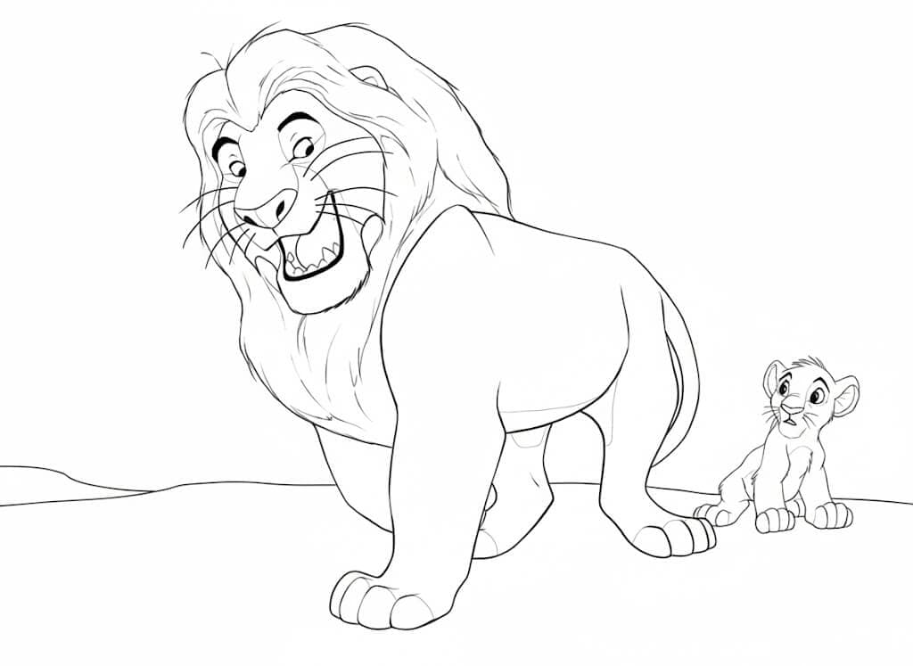 Mufasa und Simba der König der Löwen Ausmalbild