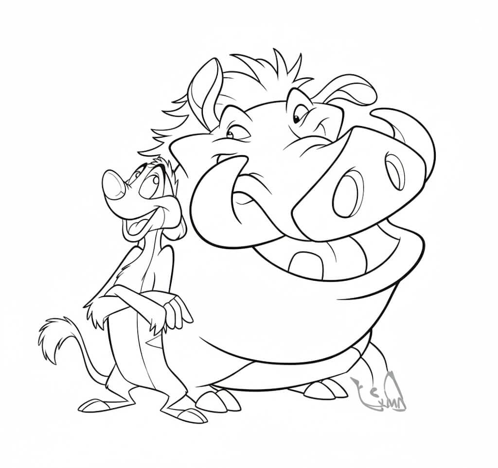 Timon und Pumbaa der König der Löwen Ausmalbild