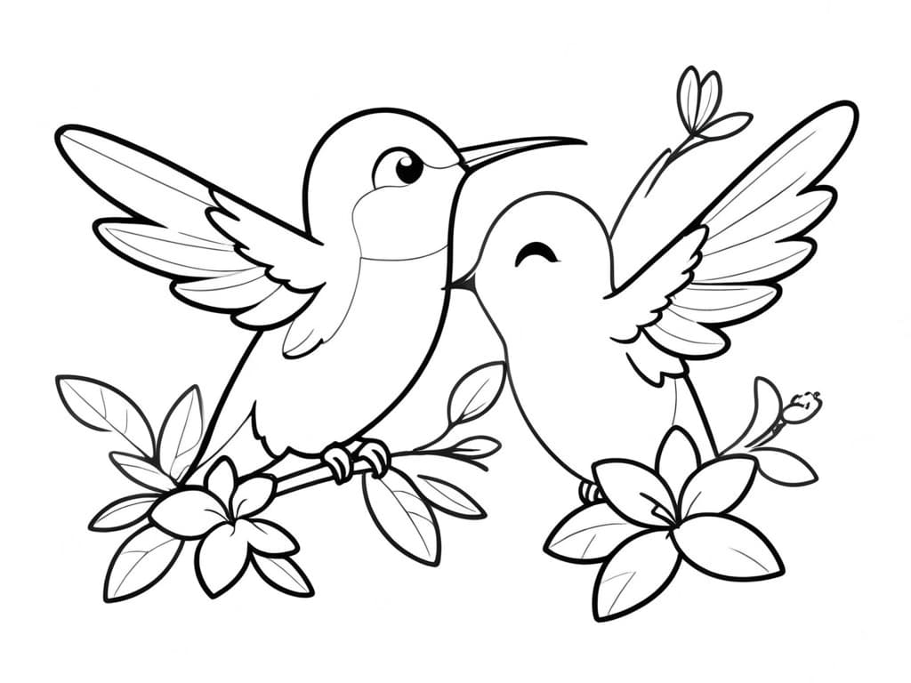 Kolibri Paar Ausmalbild