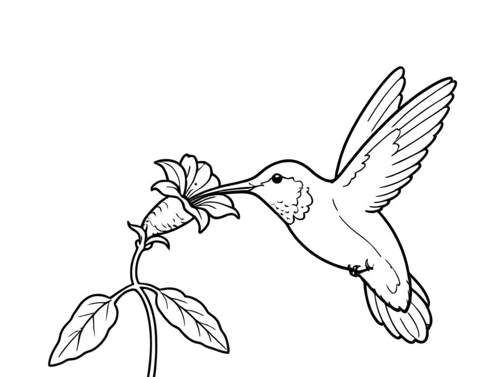 Kolibri trinkt Nektar Ausmalbild