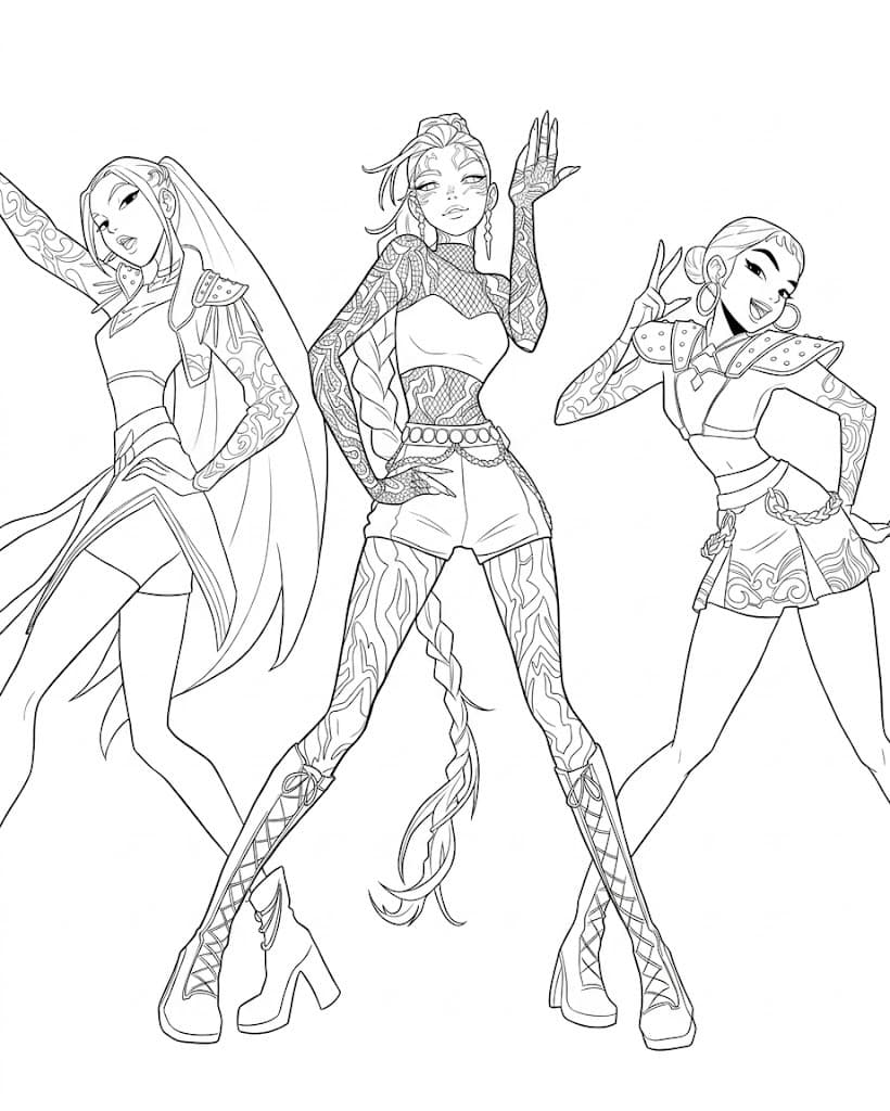 KPop Demon Hunters Neon Ausmalbild