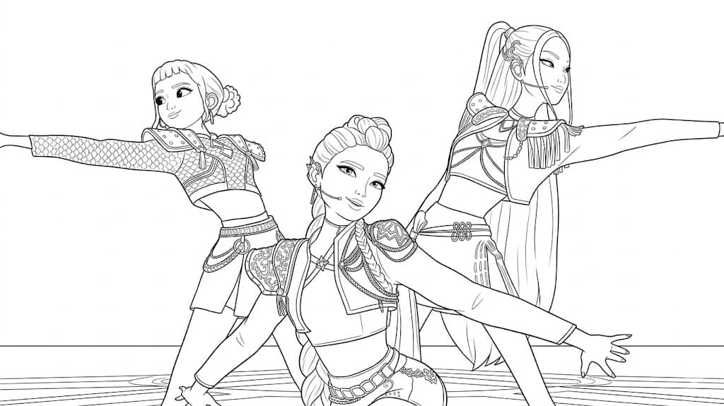 KPop Demon Hunters Tanzend Ausmalbild