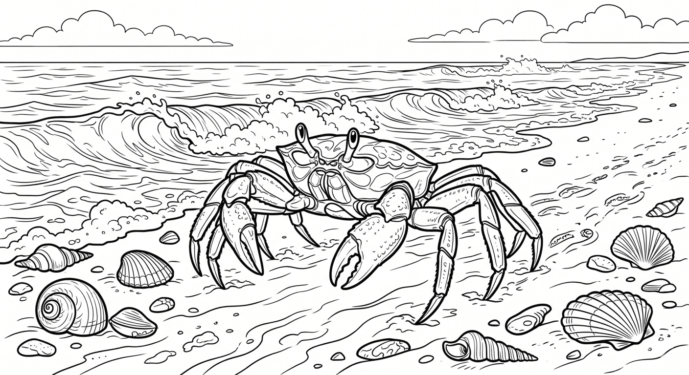 Krabbe am Strand Ausmalbild