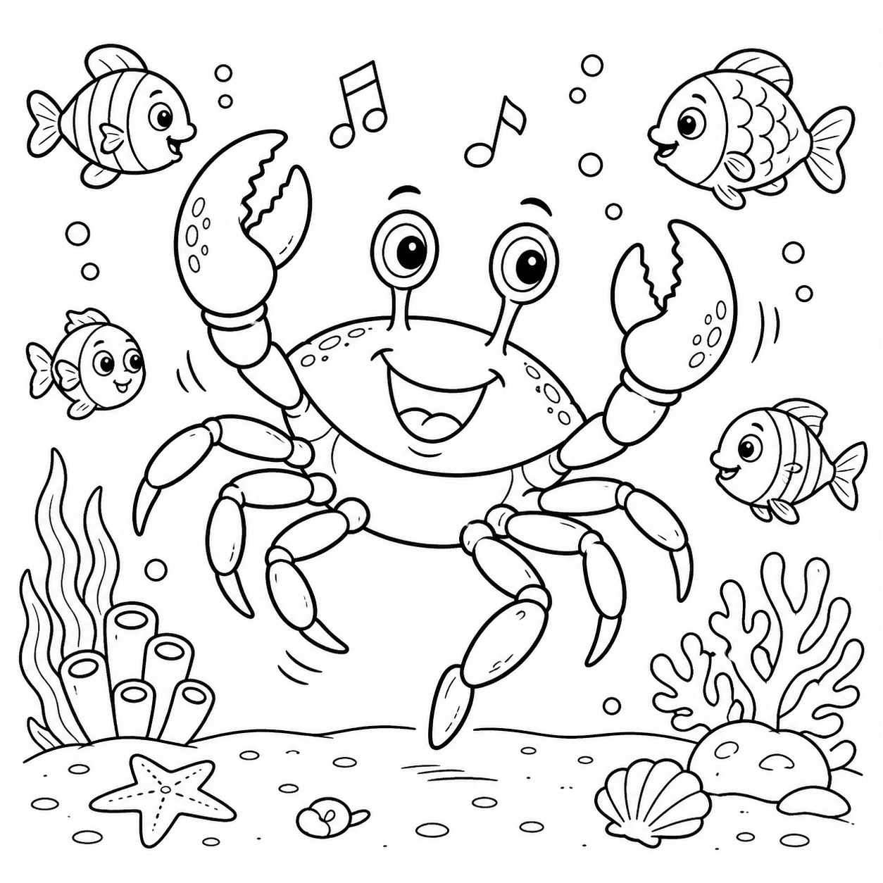 Krabbe im Meer Party Ausmalbild