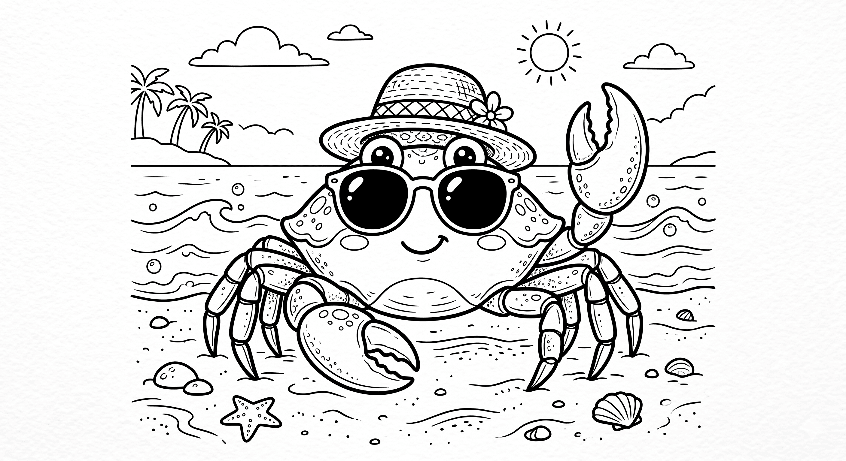 Krabbe mit Sonnenbrille Ausmalbild