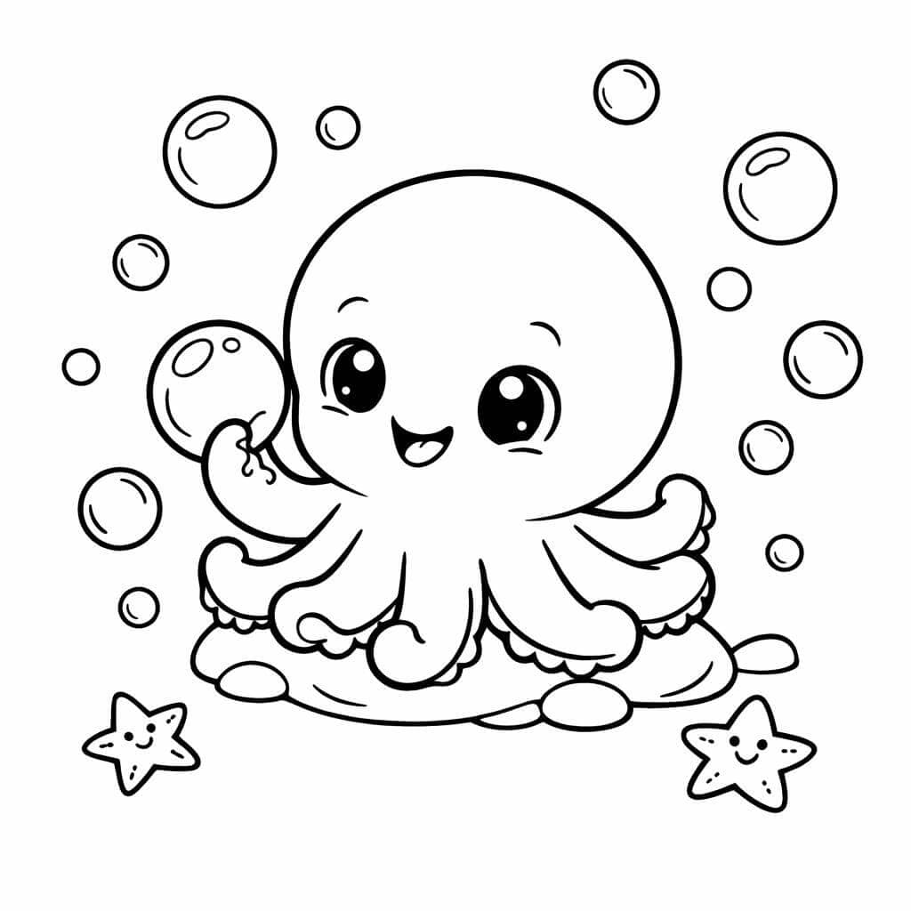 Baby-Krake mit Blasen Ausmalbild