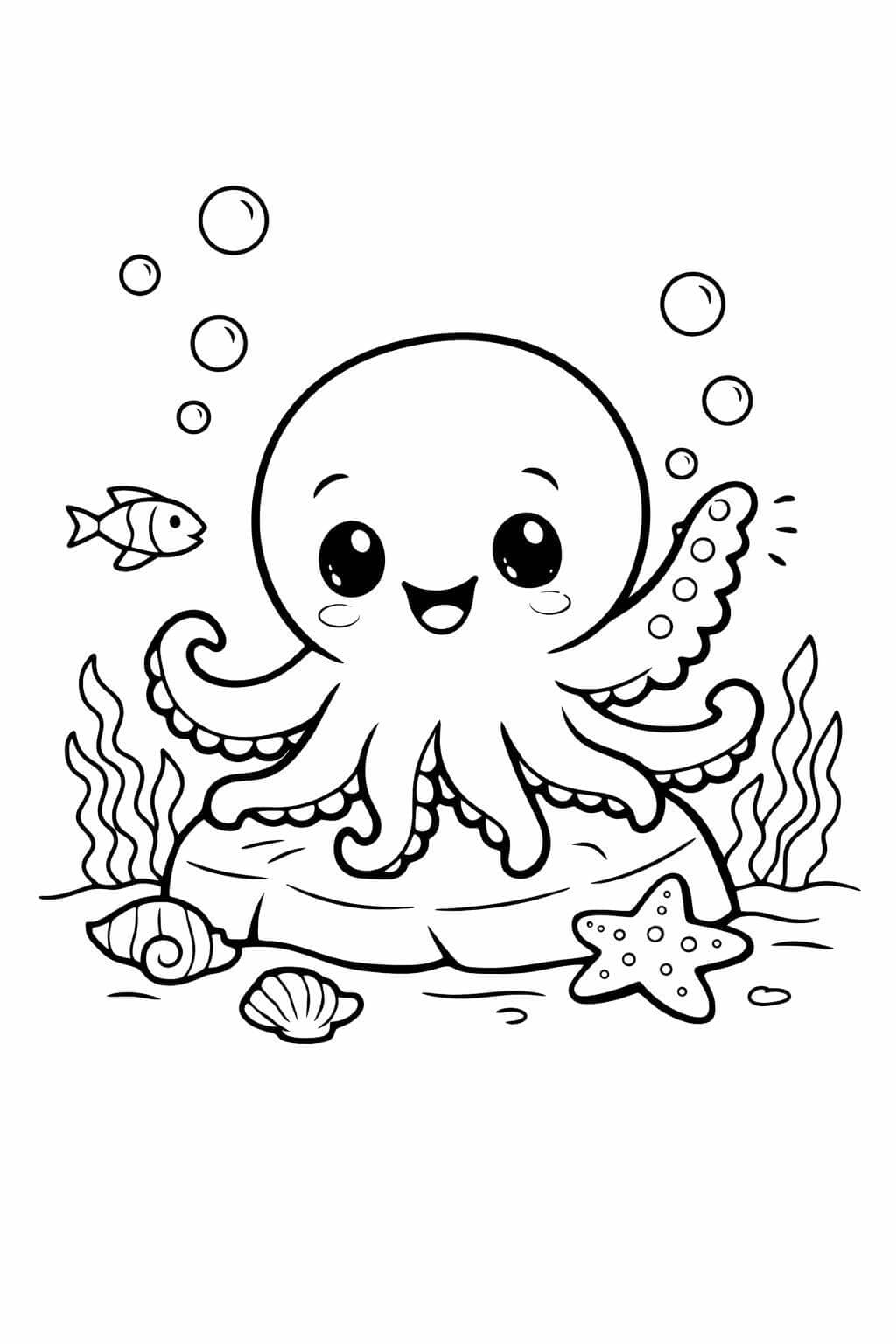 Krake winkt Ausmalbild