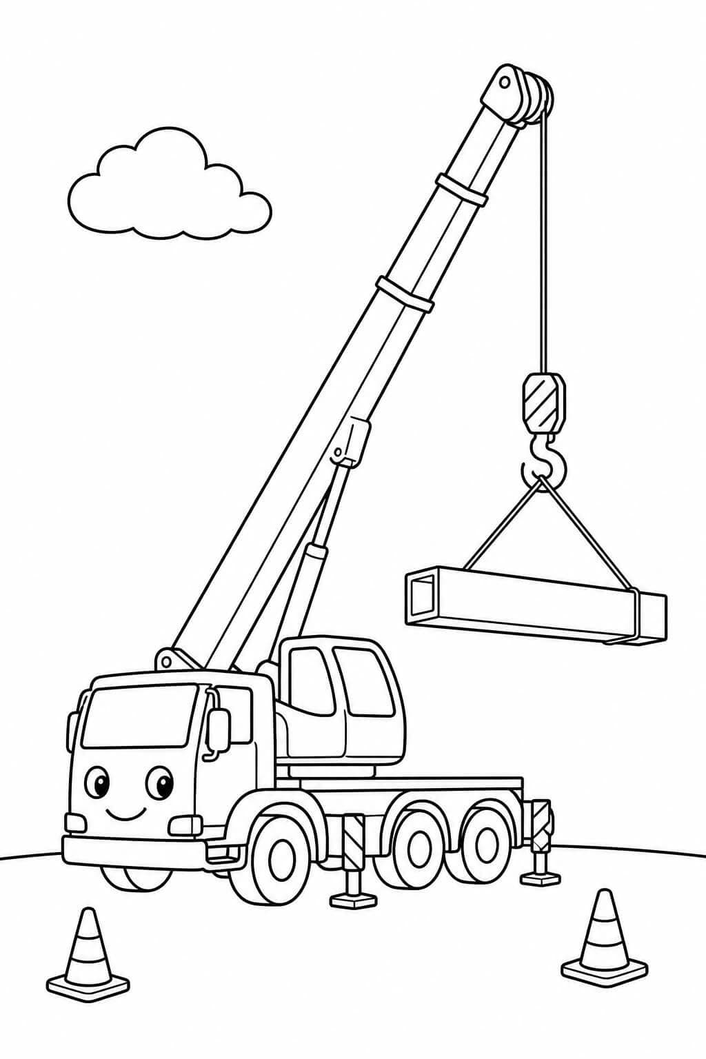 Mobiler Kran auf der Baustelle Ausmalbild