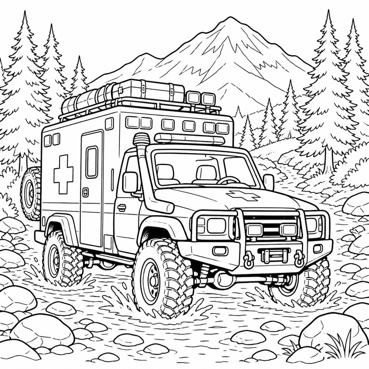 Geländekrankenwagen Ausmalbild