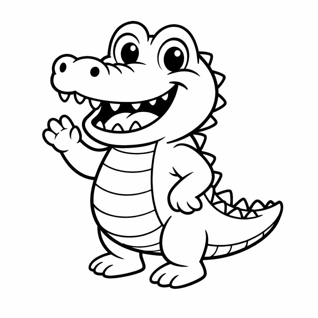 Fröhliches Krokodil lächelt Ausmalbild