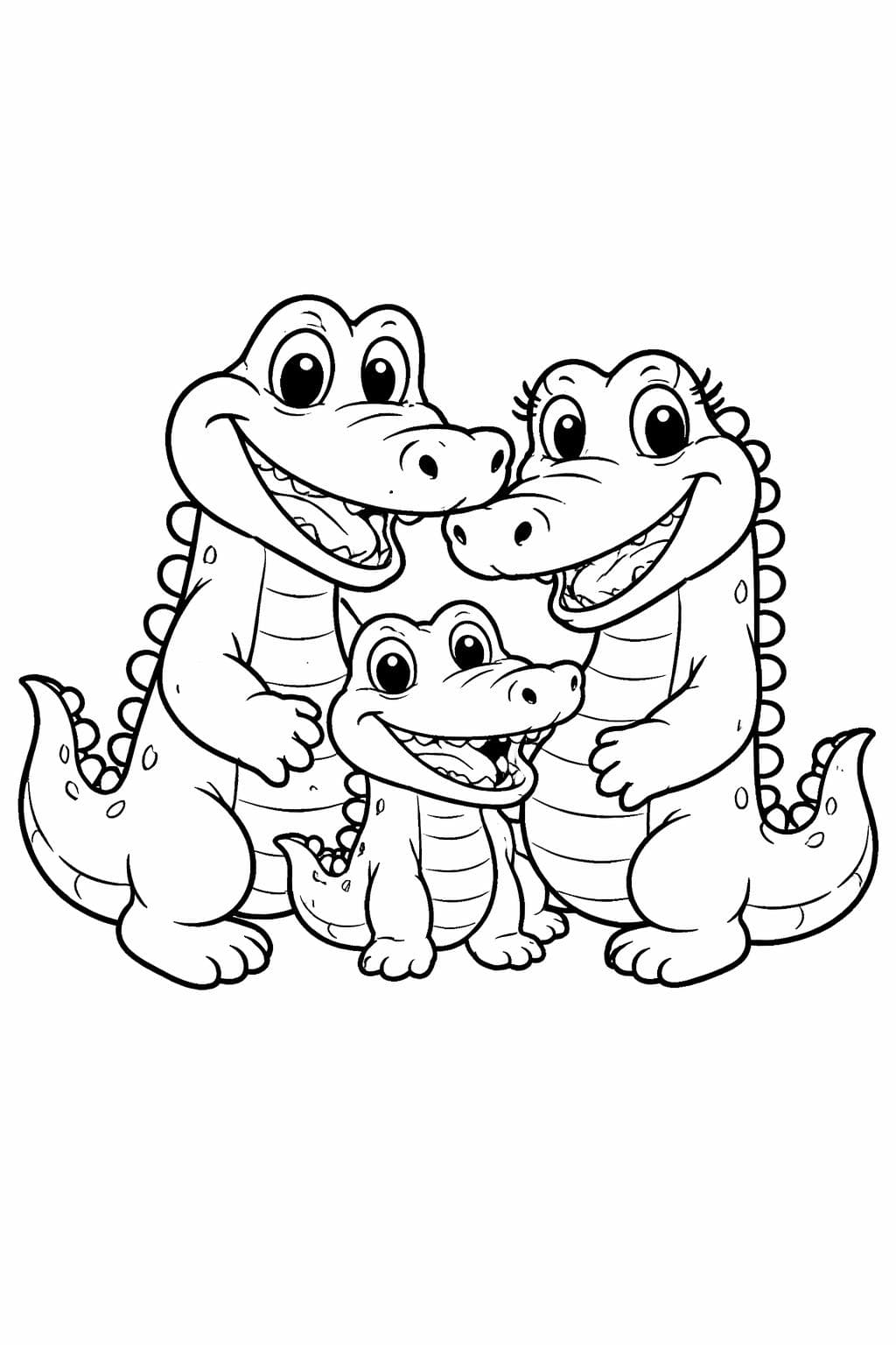 Krokodilfamilie Ausmalbild