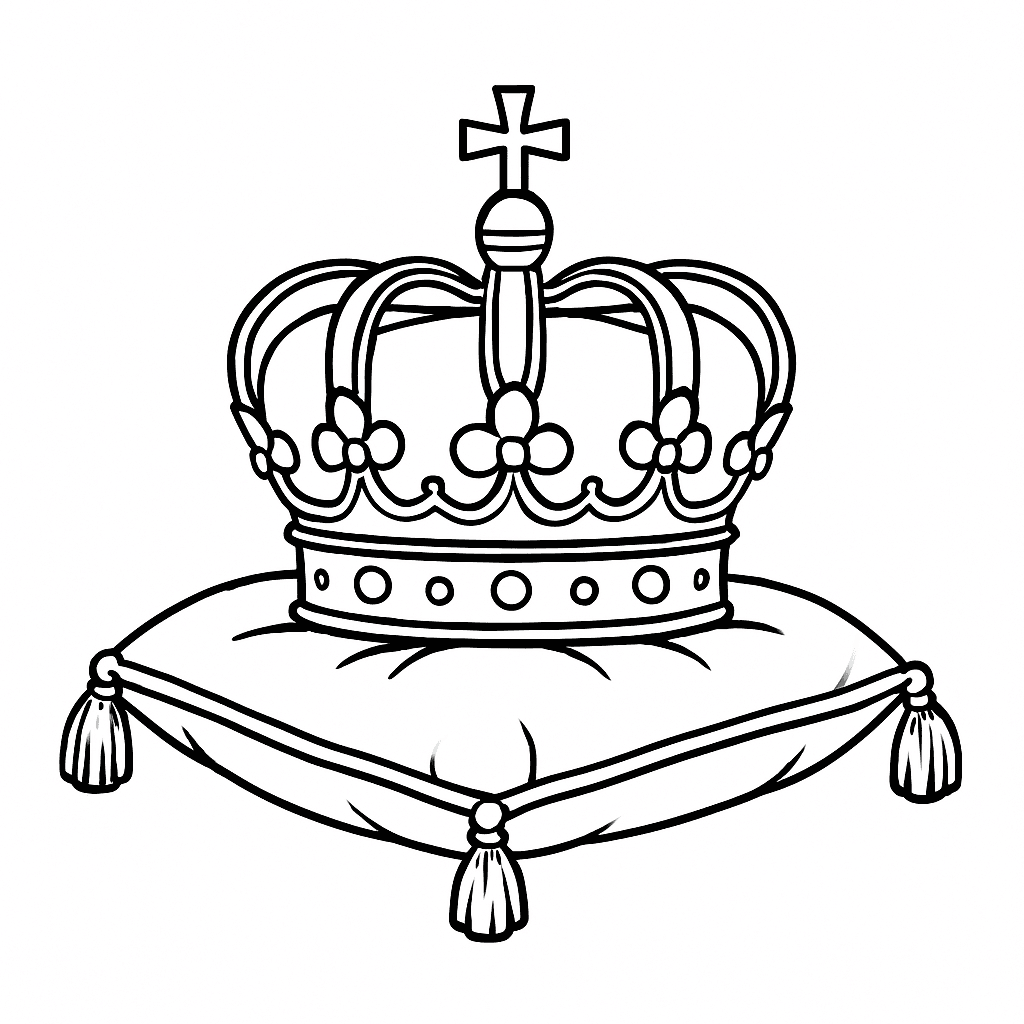 Krone auf Kissen Ausmalbild