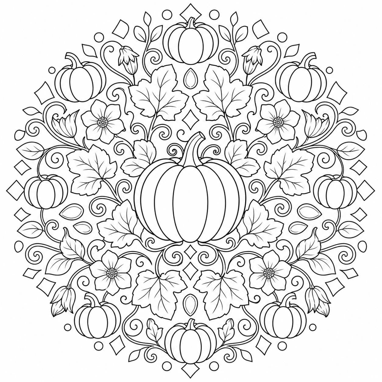 Kürbis Mandala Ausmalbild