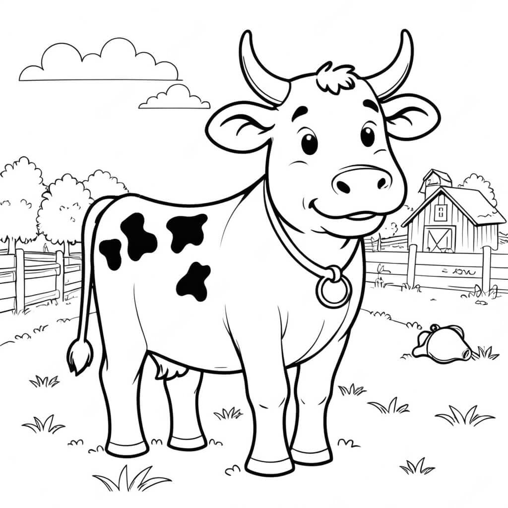 Kuh auf der Weide Ausmalbild