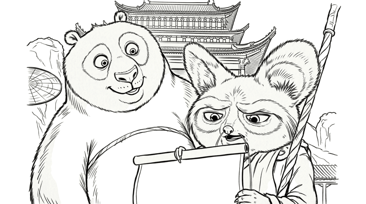 Po und Shifu Ausmalbild
