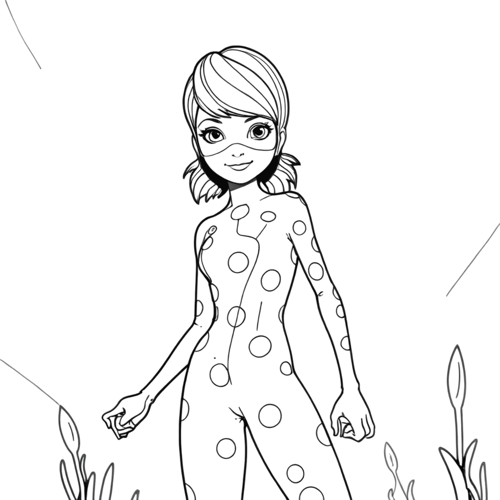 Ladybug mit Pflanzen Ausmalbild