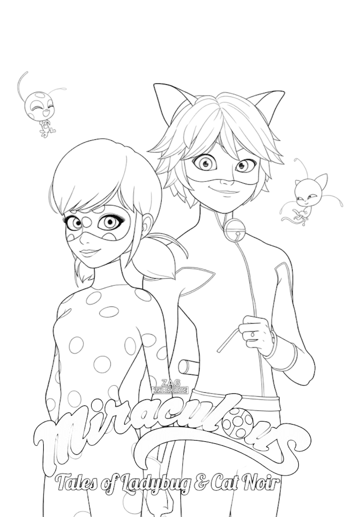 Ladybug und Cat Noir Ausmalbild