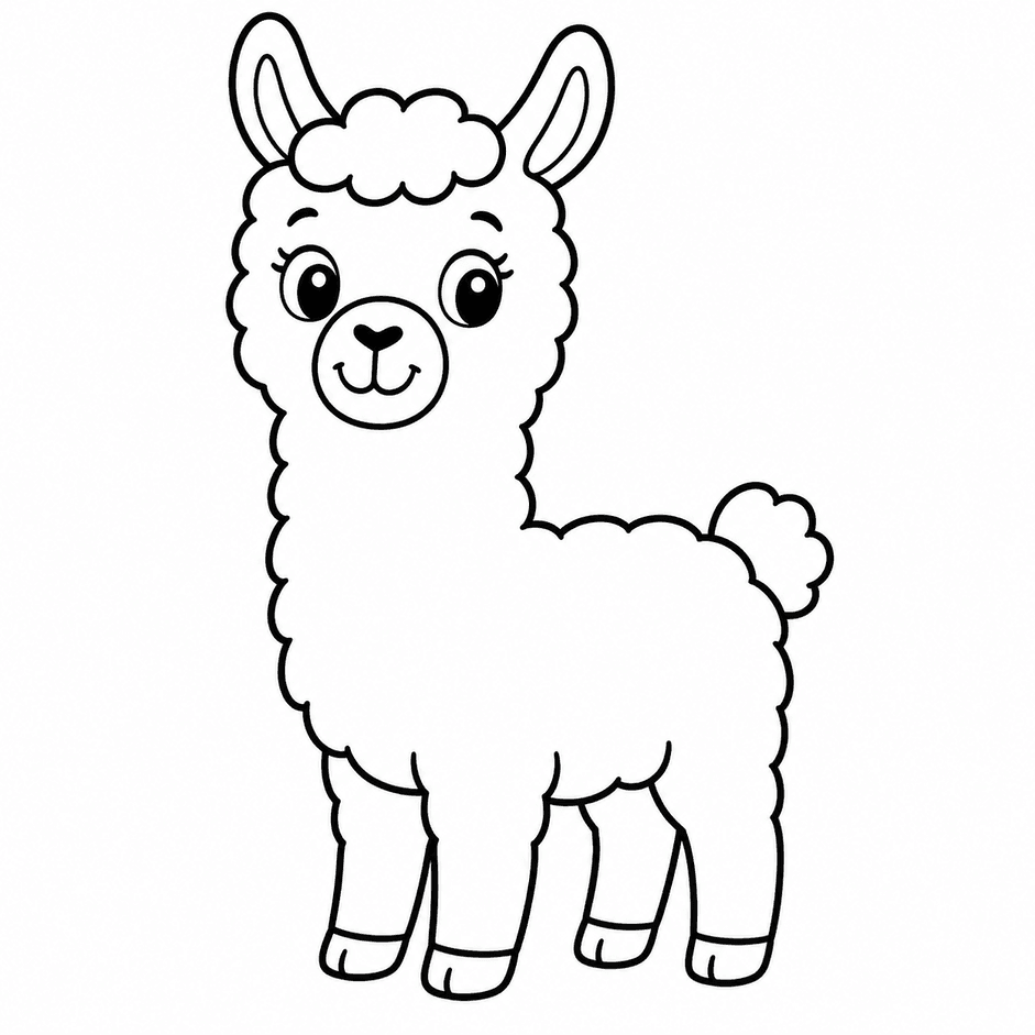 Einfaches Lama Ausmalbild