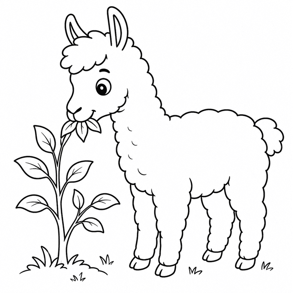 Fressendes Lama Ausmalbild