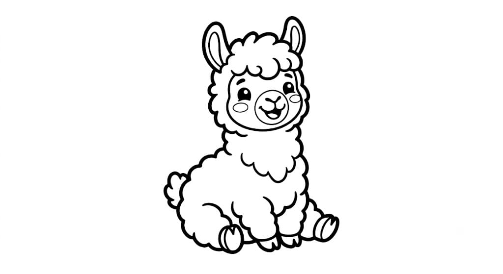 Lama für Kinder Ausmalbild