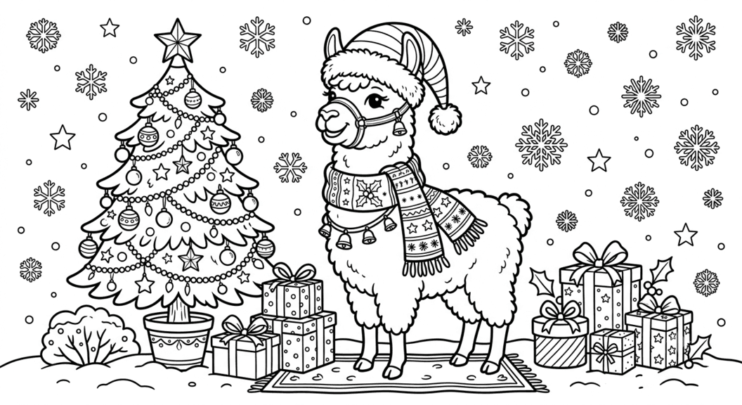 Weihnachtslama Ausmalbild
