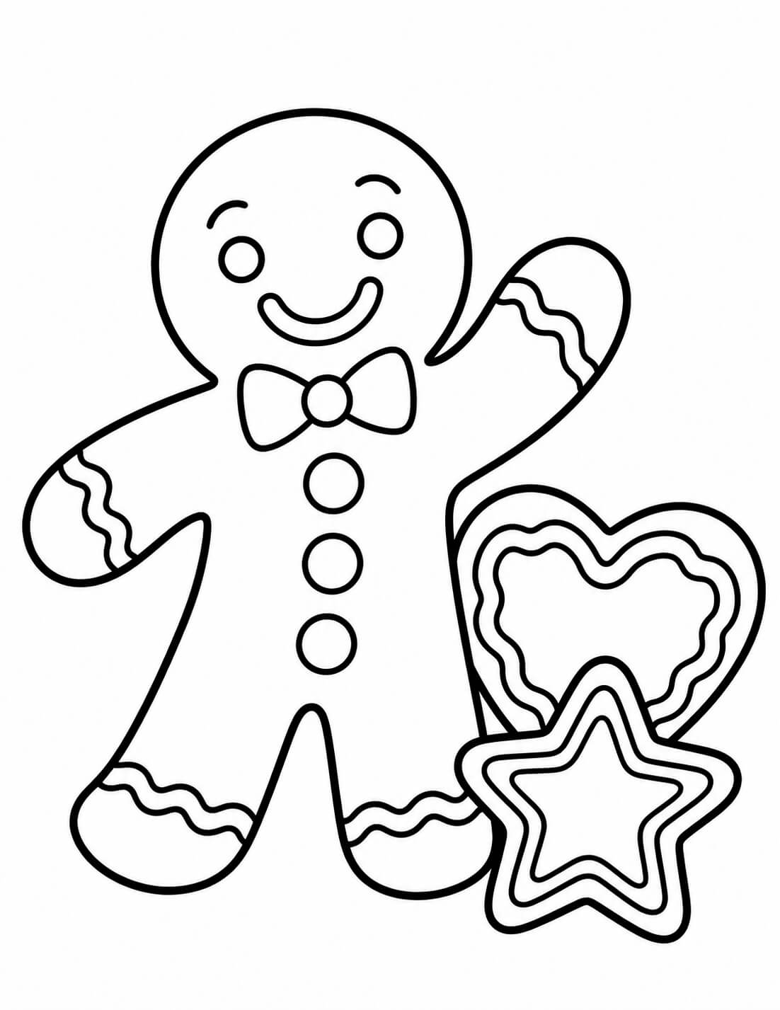 Lebkuchenmann mit Herz und Stern – Lebkuchen Ausmalbild