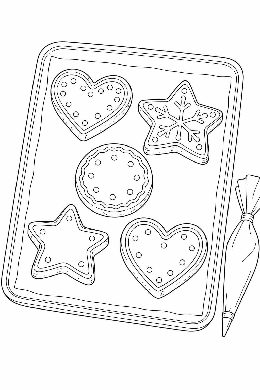 Realistische Lebkuchen auf dem Backblech – Lebkuchen Ausmalbild