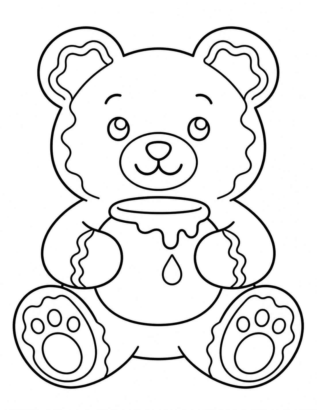 Lebkuchenbär mit Honigtopf – Lebkuchen Ausmalbild