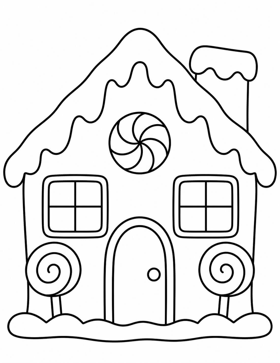 Einfaches Lebkuchenhaus – Lebkuchen Ausmalbild