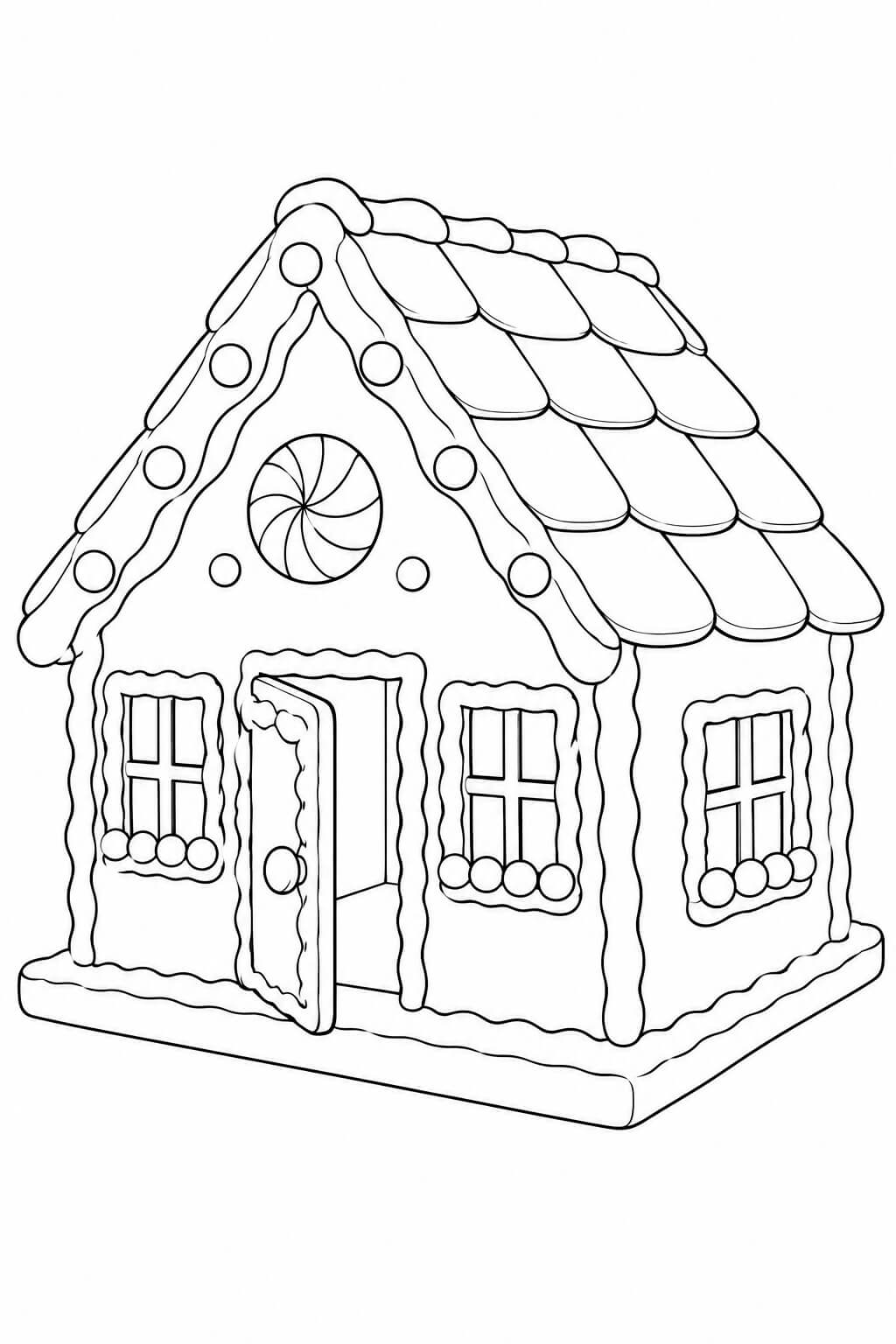 Realistisches Lebkuchenhaus – Lebkuchen Ausmalbild
