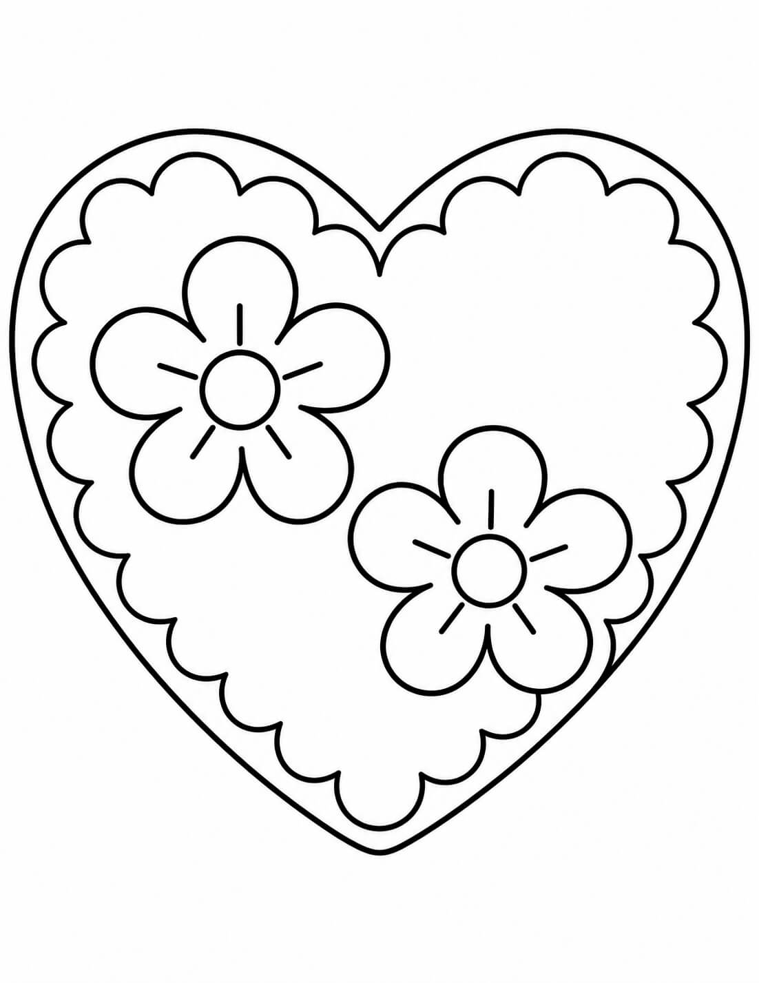 Einfaches Lebkuchenherz mit Blumen – Lebkuchen Ausmalbild